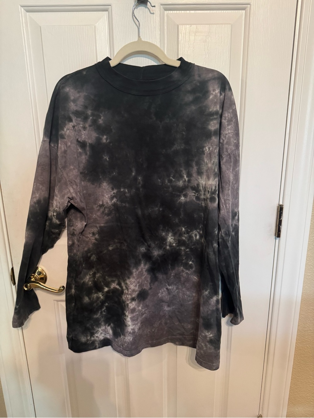 We The Free Black Grey Tie Dye Oversized Long Sleeve Tee, L